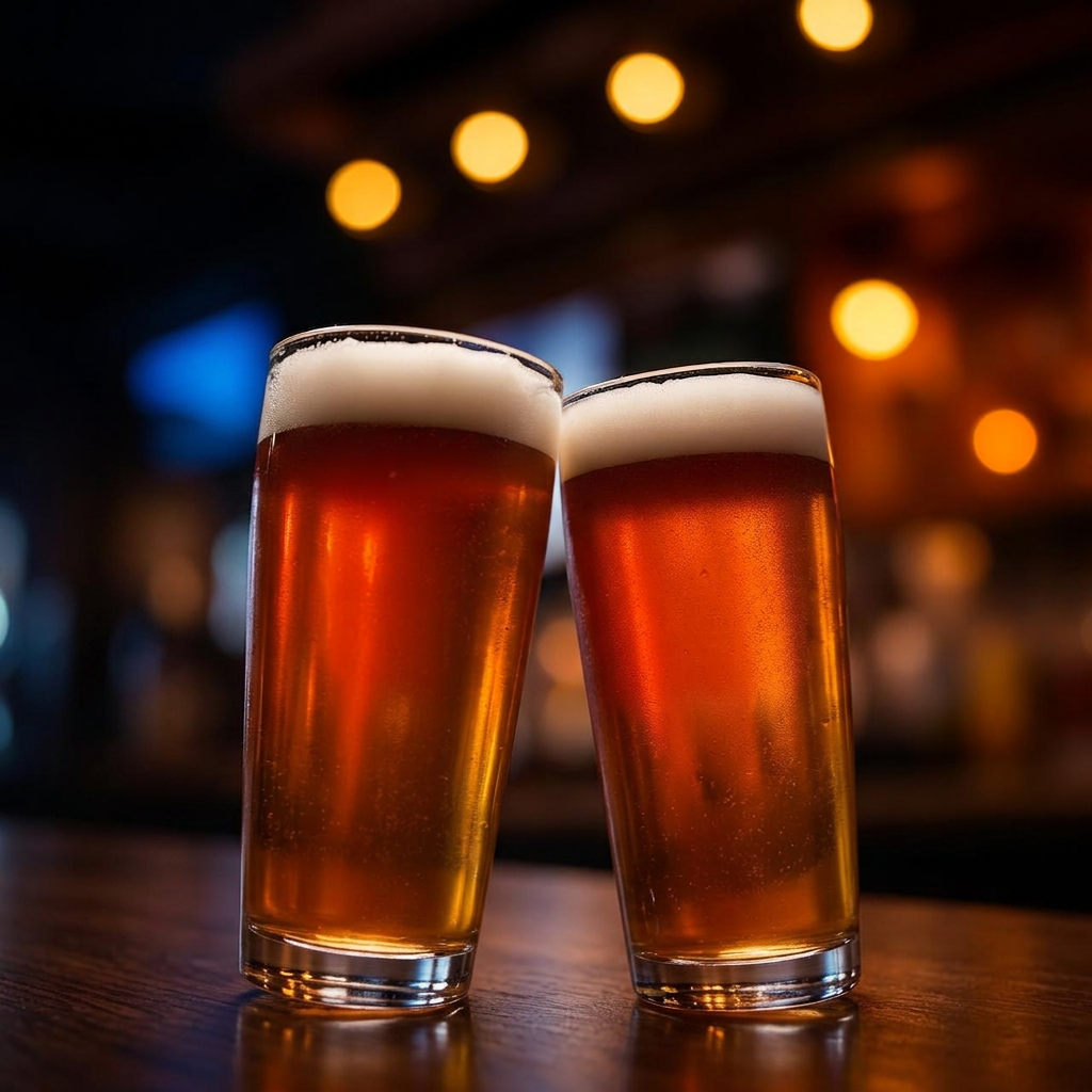 Two cold beers clinking in a cheers