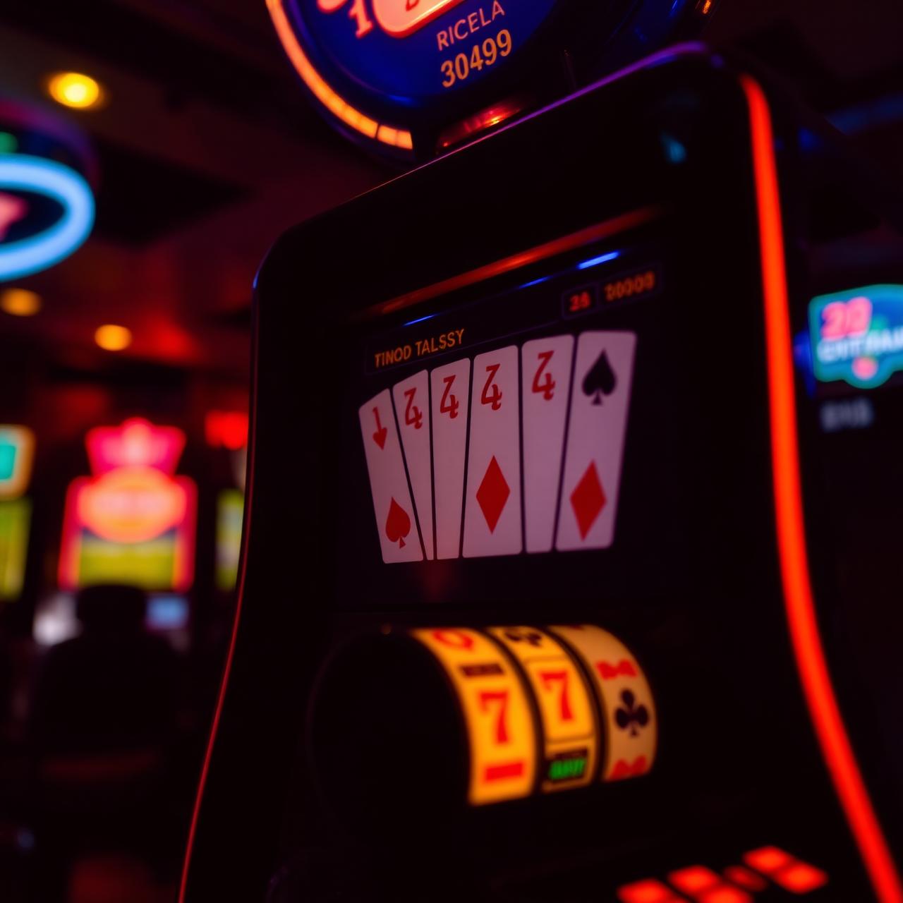 Video poker machine close-up